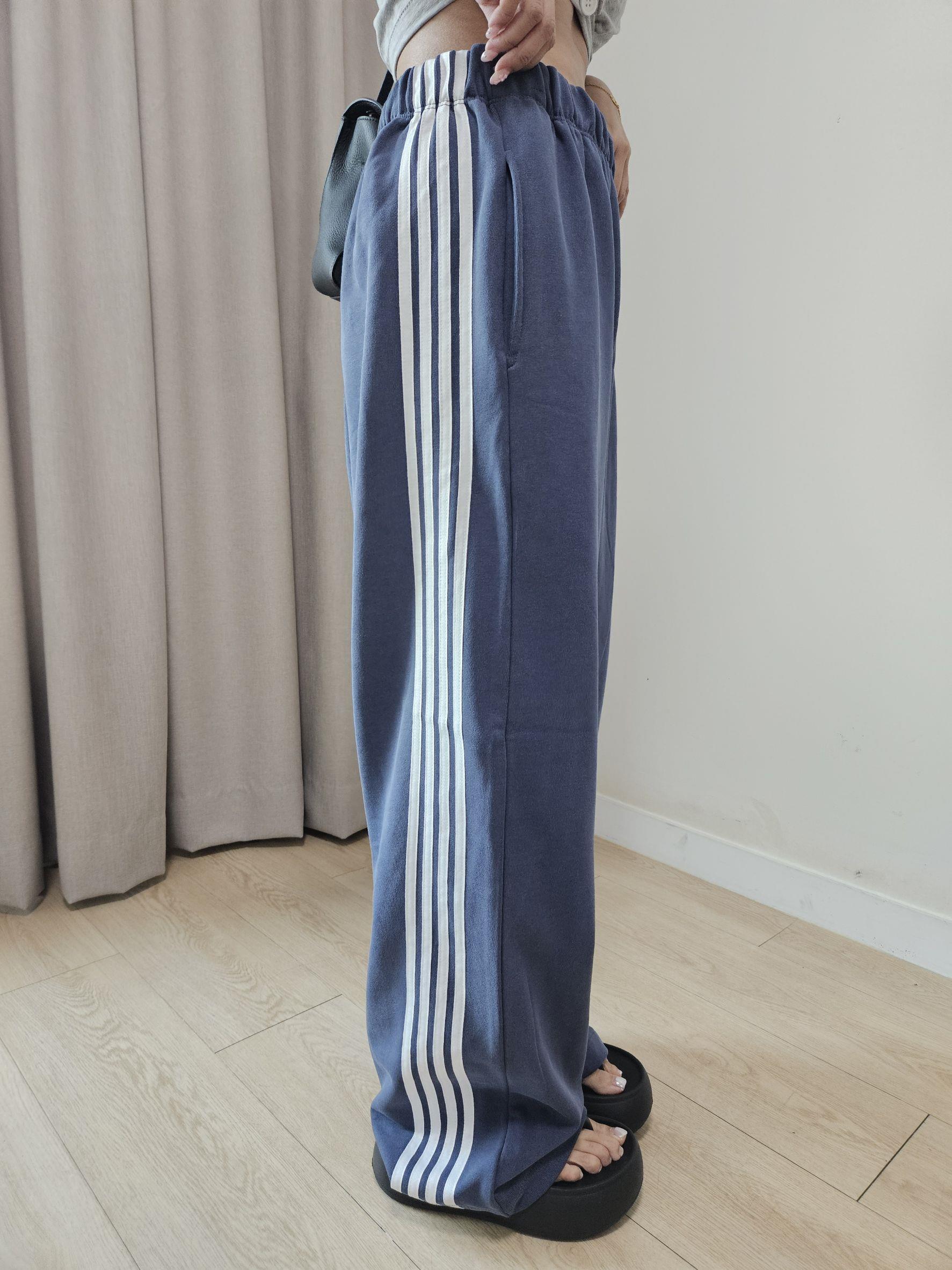 側條紋水洗棉褲